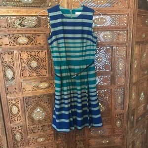 Blue/Green Stripe dress with belt